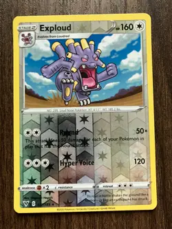REVERSE HOLO Exploud 137/185 - 2020 Pokemon Vivid Voltage Rare Card - CLEAN NM - Image 1