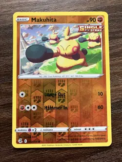 REVERSE HOLO Makuhita 142/264 - 2021 Pokemon Fusion Strike Series Common Card NM - Image 1