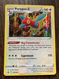 HOLO Porygon-Z 118/198 - 2021 Pokemon Chilling Reign Rare Card - CLEAN NM - Image 1