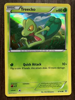 HOLO Treecko 6/160 - 2015 Pokemon Primal Clash Common Card - CLEAN NM - Image 1