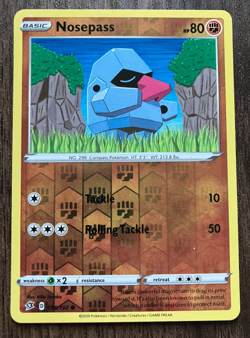 REVERSE HOLO Nosepass 096/192 - 2020 Pokemon Rebel Clash Common Card - NM - Image 1