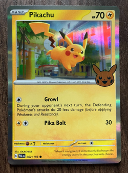 HOLO Trick or Trade Pikachu 062/193 - 2023 Pokemon Paldea Evolved Common Card - Image 1