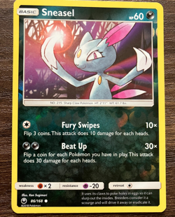 REVERSE HOLO Sneasel 86/168 - 2018 Pokemon Celestial Storm Common Card - CLEAN - Image 1