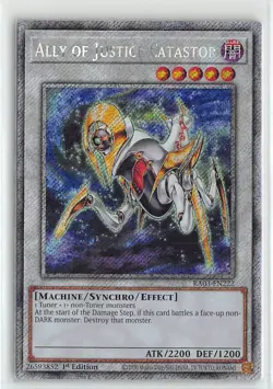 YuGiOh Quarter Century Bonanza Ally of Justice Catastor Platinum Secret Rare - Image 1