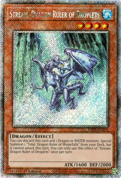 YuGiOh! Stream, Dragon Ruler of Droplets RA03-EN255 Platinum Secret Rare 1st Edi - Image 1