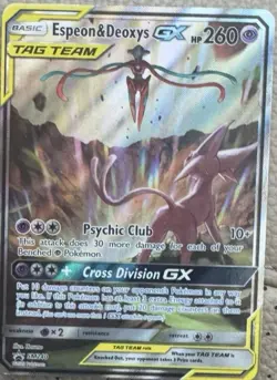 Pokemon TCG Espeon & Deoxys GX SM240 Holo Full Art Card - Image 1