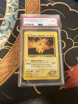 2000 Pokemon Gym Challenge Lt. Surge's Pikachu PSA 8 Mint Card #84 - Image 1
