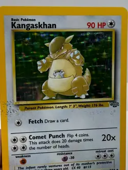 Kangaskhan Pokemon Holo Card 90 HP 5/64 LV. 40 #115 RARE Vintage 1999 errorU - Image 4