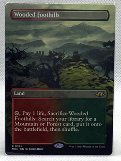 MTG Wooded Foothills Borderless Modern Horizons 3 UNPLAYED Fetch land - Image 1