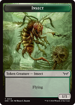 mtg magic Insect Token Black Green 1/1 Flying ENGLISH duskmourn mornebrune - Image 1