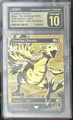 The Traveling Chocobo Serialized #63/77 CGC Pristine 10 Pop 1 MTG FF Gold Foil - Image 2
