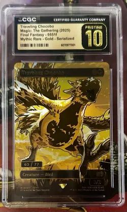 The Traveling Chocobo Serialized #63/77 CGC Pristine 10 Pop 1 MTG FF Gold Foil - Image 3
