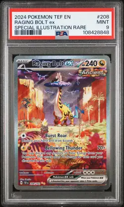 2024 POKEMON TEF EN-TEMPORAL FORCES #208 RAGING BOLT EX PSA 9 - Image 1