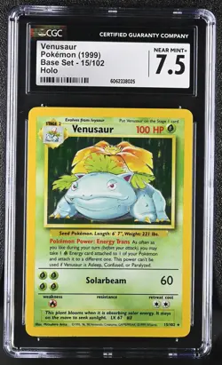 CGC 7.5 Venusaur 1999 Base Set 15/102 Holo Pokemon Card psa - Image 1