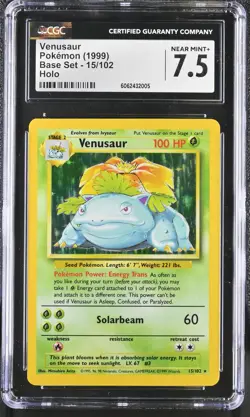 CGC 7.5 Venusaur 1999 Base Set 15/102 Holo Pokemon Card psa - Image 1