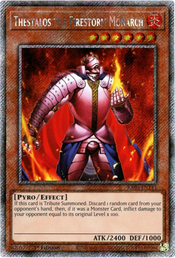 YuGiOh! Thestalos the Firestorm Monarch - RA03-EN143 Platinum Secret Rare 1st Ed - Image 1