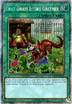 YuGiOh! That Grass Looks Greener - RA03-EN063 - Platinum Secret Rare 1st Edition - Image 1