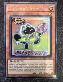 Yugioh! Lollipo Yummy JUSH-EN018 Ultra Rare 1st Edition NM (Ready to Ship) - Image 1