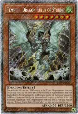YuGiOh! Tempest, Dragon Ruler of Storms RA03-EN011 Platinum Secret Rare 1st Edit - Image 1