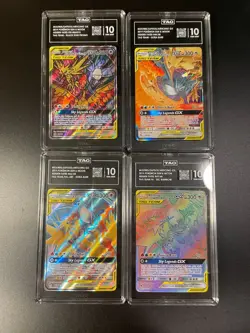 TAG 10 - Lot of Moltres Zapdos Articuno GX Pokemon 2019 All 4 from Hidden Fates - Image 1