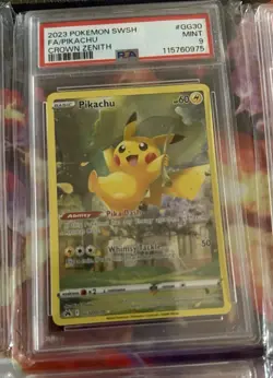 PSA 9 PIKACHU #GG30 FULL ART POKEMON SWORD & SHIELD CROWN ZENITH MINT - Image 1