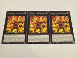 yugioh number 61: volcasaurus rare 3x jush-en043 jush - Image 1
