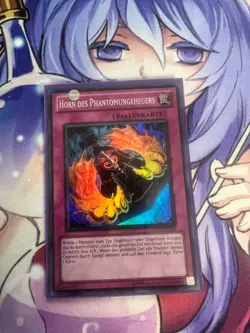 HORN OF THE PHANTOM BEAST GERMAN SUPER RARE TU07-EN005 DE005 LIGHT PLAY YUGIOH - Image 1