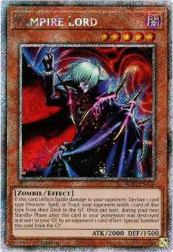 YuGiOh! Vampire Lord - RA03-EN128 - Platinum Secret Rare 1st Edition - NM/M - Image 1