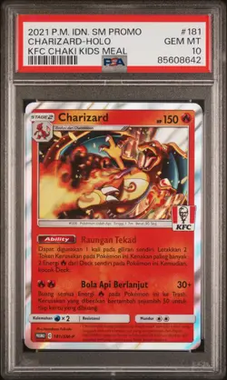 2021 POKEMON INDONESIAN SM PROMO KFC CHAKI KIDS MEAL #181 CHARIZARD-HOLO PSA 10 - Image 1