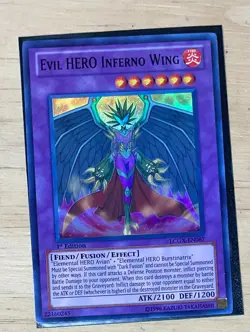 Yugioh! Evil HERO Inferno Wing LCGX-EN067 Super Rare 1st Edition NM - Image 1
