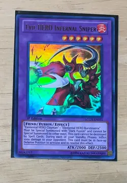 Yugioh Evil HERO Infernal Sniper LCGX-EN071 Ultra Rare 1st Ed - Image 1