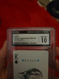 Pokemon Gold Poker Playing Card Donphan King of Spades #232 Cgc 10 Gem Mint - Image 3