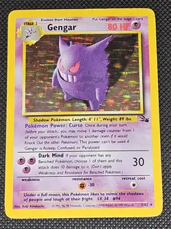 Pokemon WOTC Card - Gengar - Fossil Set - Holo Rare - 5/62 - HP - Image 1