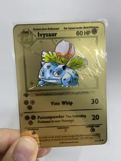 lvysaur hp60 Gold Metal Pokemon Card-Collectible Gift Display！NICE~HOT - Image 2