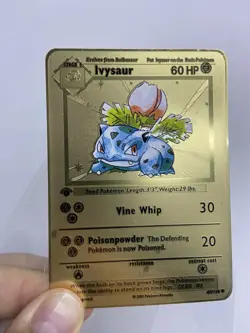 lvysaur hp60 Gold Metal Pokemon Card-Collectible Gift Display！NICE~HOT - Image 3