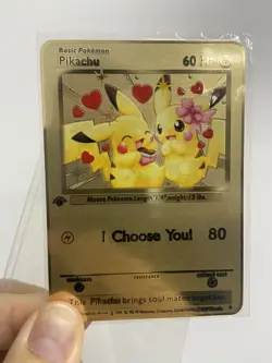 Pikachu 60HP Gold Metal Pokemon Card-Collectible Gift Display！NICE~HOT - Image 1