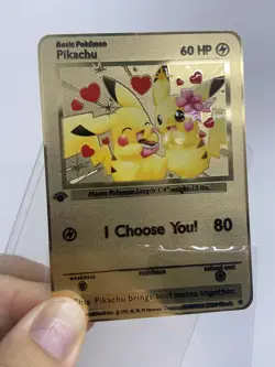 Pikachu 60HP Gold Metal Pokemon Card-Collectible Gift Display！NICE~HOT - Image 2