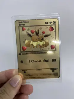Eevee hp60 Gold Metal Pokemon Card-Collectible Gift Display！NICE~HOT - Image 2