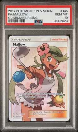 Pokemon Mallow 145/145 PSA 10 Gem Mint SM Guardians Rising Full Art Trainer - Image 1