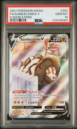 Pokemon Sandaconda 252/264 PSA 10 Gem Mint SWSH Fusion Strike Alternate Full Art - Image 1