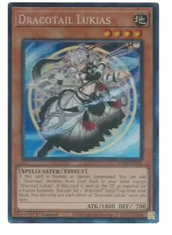Dracotail Lukias - JUSH-EN001 - Collector's Rare - YuGiOh 1st Ed NM/M - Image 1