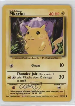 Pikachu Pokemon Base Set #58 1999 13un - Image 1
