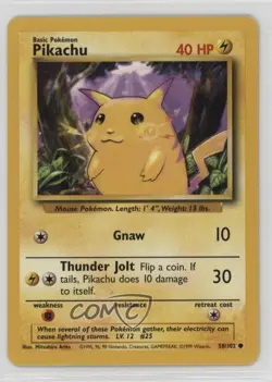 Pikachu Pokemon Base Set #58 1999 13un - Image 1