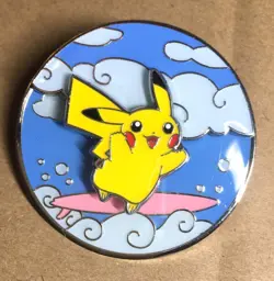 Pokemon Naminori Pikachu Metal Pin Badge JPN Limited Edition Rare Model VHTF Ani - Image 1