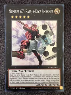 JUSH-EN058 Number 67: Pair-a-Dice Smasher Collector's Rare 1st YuGiOh NM/M - Image 1