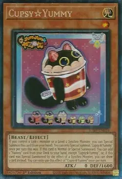 Cupsy Yummy JUSH-EN016 Collector's Rare YGO Yugioh Justice Hunters - Image 1