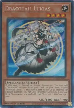 Dracotail Lukias JUSH-EN001 Collector's Rare YGO Yugioh Justice Hunters - Image 1