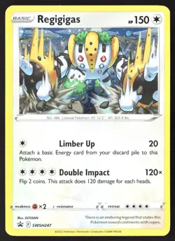 Regigigas SWSH 247 Cosmos Holo Black Star Promo Pokemon Card - Image 1