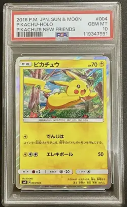 PSA 10 Pokemon Card Pikachu SM0 Pikachu and New Friends 004/004 - Image 1