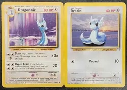 1999 Dragonair (18/102) and 2002 Dratini (72/110) Non-Holo Pokemon Cards - Image 1